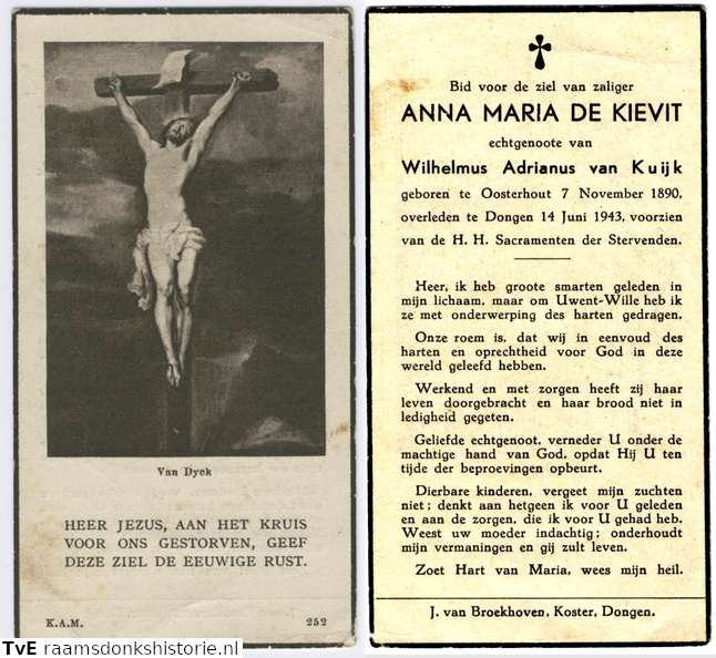 Anna Maria de Kievit-  Wilhelmus Adrianus van Kuijk